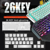 104 Keys Wireless Gaming Keyboard Mouse Set+Mouse Pad, RGB LED Backlit PC/Laptop Black-RGB - Close-Up Angle