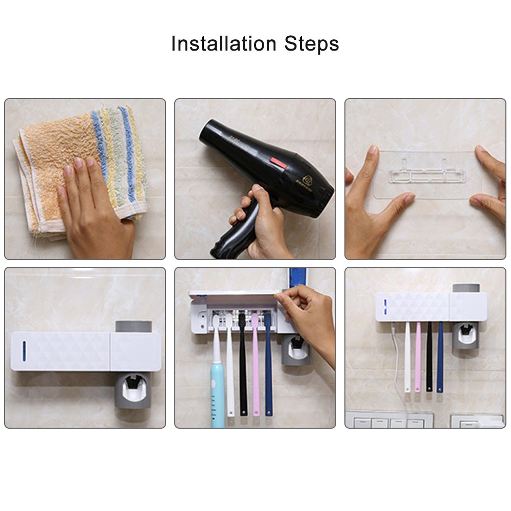 UV Lamp Sterilizer Toothbrush Holder Bathroom Automatic Toothpaste Health Clean