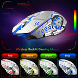 104 Keys Wireless Gaming Keyboard Mouse Set+Mouse Pad, RGB LED Backlit PC/Laptop White-RGB - Top-Down View