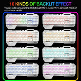 104 Keys Wireless Gaming Keyboard Mouse Set+Mouse Pad, RGB LED Backlit PC/Laptop White-RGB - Rear View
