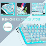 104 Keys Wireless Gaming Keyboard Mouse Set+Mouse Pad, RGB LED Backlit PC/Laptop White-RGB - Extra Image