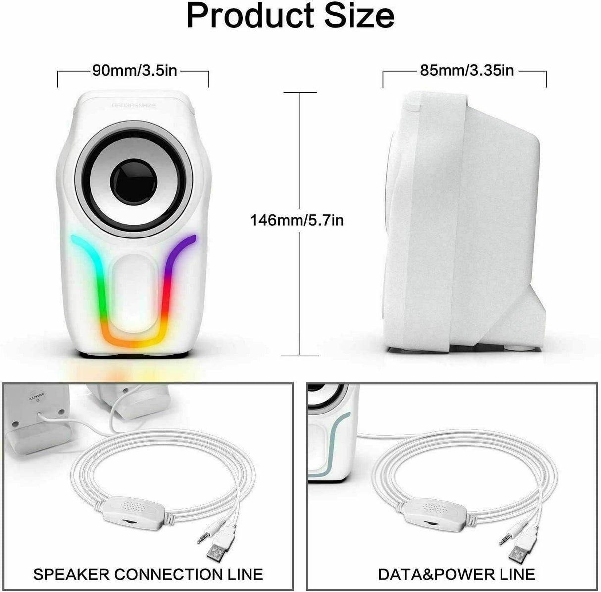 Wired Mini Gaming Speakers with 3.5mm, Portable Computer Mini Speakers for Music