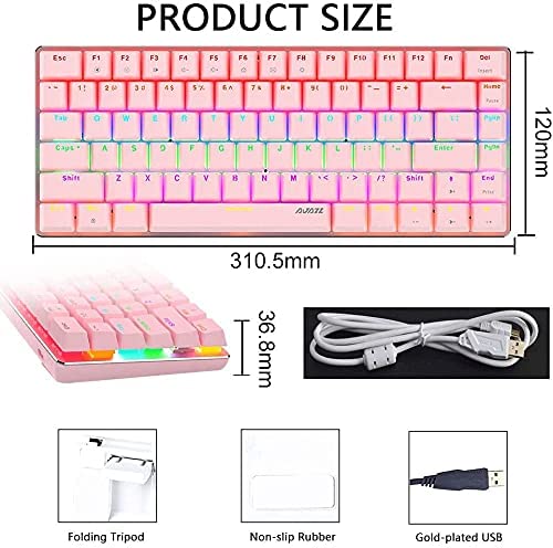 AK33 82 keys Compact Gaming Mechanical Keyboard with Anti-ghosting Keys for Game