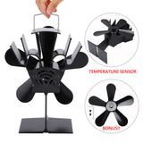 Wood Heater Fan Eco Heat Powered Self-Powered Silent for Fireplace Stove Burner - Rear View