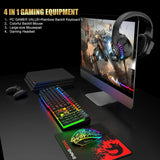 Gaming Keyboard & Mouse & Headset & Mousepad Set RGB Backlit Wired for PC Laptop - Rear View