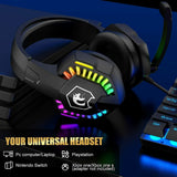 Gaming Keyboard & Mouse & Headset & Mousepad Set RGB Backlit Wired for PC Laptop - Close-Up Angle