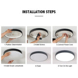 40cm black LED Ceiling Light  Round 18W / 24W Oyster Lamp Modern Cool White Light - Front View