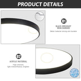 40cm black LED Ceiling Light  Round 18W / 24W Oyster Lamp Modern Cool White Light - Side View