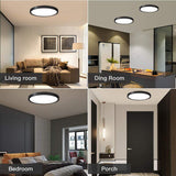 40cm black LED Ceiling Light  Round 18W / 24W Oyster Lamp Modern Cool White Light - 45-Degree Angle