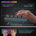 67 Keys Layout Design Mechanical Gaming Keyboard PC PS4 RGB Backlight Wired USB Black