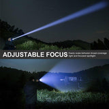 99000LM Ultra Bright LED Tactical Flashlight 3-Modes Zoom Torch USB Charging - Side View