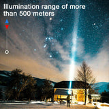 99000LM Ultra Bright LED Tactical Flashlight 3-Modes Zoom Torch USB Charging - Top-Down View