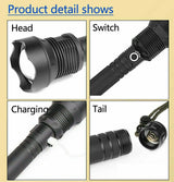 99000LM Ultra Bright LED Tactical Flashlight 3-Modes Zoom Torch USB Charging - Extra Image