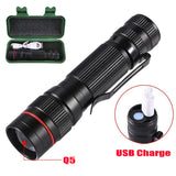 2x Mini Tactical Flashlight Small LED Torch 3 Mode Super Bright Light Clip Lamp - Side View