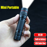 2x Mini Tactical Flashlight Small LED Torch 3 Mode Super Bright Light Clip Lamp - Close-Up Angle