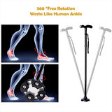 Walking Stick Cane Folding Handle Adjustable fixed LED Light Aid Holder Lighting - Front View