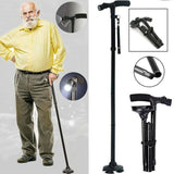 Walking Stick Cane Folding Handle Adjustable fixed LED Light Aid Holder Lighting - Side View