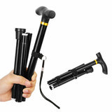 Adjustable Walking Stick Travel Retractable Hiking Folding Cane Metal Pole - Rear View