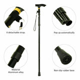 Adjustable Walking Stick Travel Retractable Hiking Folding Cane Metal Pole - Close-Up Angle