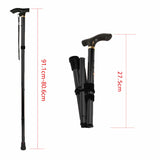 Adjustable Walking Stick Travel Retractable Hiking Folding Cane Metal Pole - Low Angle