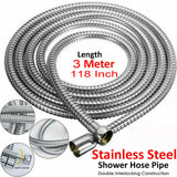 3m Shower Head Hose Stainless Steel Bathroom Flexible Tube Replacement Pipe AU - Extra Image