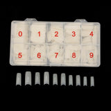 500Pcs Fake French Nail Tips White Clear Stiletto False Gel Pointy Art Acrylic - Top-Down View