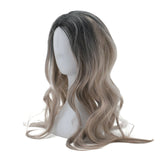 The new  Brown Gold Blonde Long Wavy Wig Synthetic Curly Hair Cosplay Fashion - Close-Up Angle