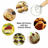 13 INCHES BAKING DOUGH STAINLESS STEEL LARGE WIRE WHISK MIXER BREAD COOKING TOOL - Front View