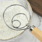 13 INCHES BAKING DOUGH STAINLESS STEEL LARGE WIRE WHISK MIXER BREAD COOKING TOOL - Close-Up Angle