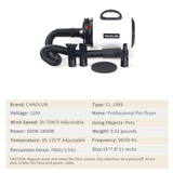 Pet Dog Cat Hair Dryer Grooming Blow Speed Hairdryer Blower Heater Blaster 2800W white - Front View