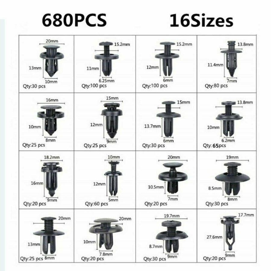 731pcs Car Trim Body Clips Kit Rivet Retainer Auto Panel Bumper Plastic Fastener