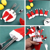 20PCS Red Hat Santa Cutlery Christmas Knife Bag Xmas Fork Holder Xmas Decoration - 45-Degree Angle