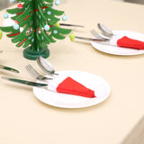 20PCS Red Hat Santa Cutlery Christmas Knife Bag Xmas Fork Holder Xmas Decoration - Close-Up Angle