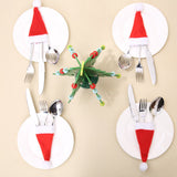 20PCS Red Hat Santa Cutlery Christmas Knife Bag Xmas Fork Holder Xmas Decoration - Low Angle