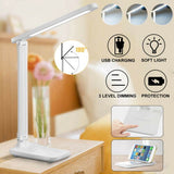 Touch LED Desk Lamp Bedside Study Reading Table Light Dimmable USB Rechargeable - Rear View