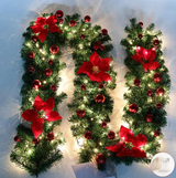 2.7M Christmas Garland with Lights Rattan Artificial Fireplace Wreath Stair Deco - Front View