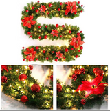 2.7M Christmas Garland with Lights Rattan Artificial Fireplace Wreath Stair Deco - Side View