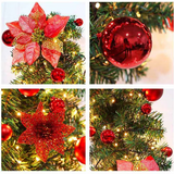 2.7M Christmas Garland with Lights Rattan Artificial Fireplace Wreath Stair Deco - Top-Down View