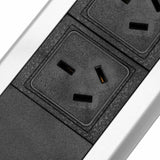 Pop Up Power Point 3 Socket Plug + 2 USB Table Home Kitchen Desk Outlet - 45-Degree Angle