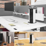 Pop Up Power Point 3 Socket Plug + 2 USB Table Home Kitchen Desk Outlet - Low Angle