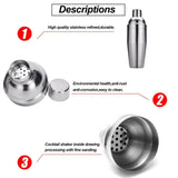 Boston Cocktail Shaker Set Maker Mixer Martini Spirit Bar Strainer Bartender Kit - Rear View