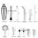20Pcs Cocktail Shaker Set 750ml Martini Strainer Bartender Kit Bar Spirits Maker - Front View
