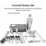 20Pcs Cocktail Shaker Set 750ml Martini Strainer Bartender Kit Bar Spirits Maker - Close-Up Angle
