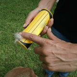 Pet Dog Cat Hair Fur Deshedding Shedding Trimmer Grooming Roll Comb Brush yellow - Top-Down View