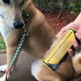 Pet Dog Cat Hair Fur Deshedding Shedding Trimmer Grooming Roll Comb Brush yellow - Close-Up Angle