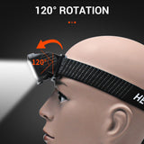 BROUIT LED Motion Sensor Head Torch Headlight Rechargeable Headlamp Waterproof - 45-Degree Angle