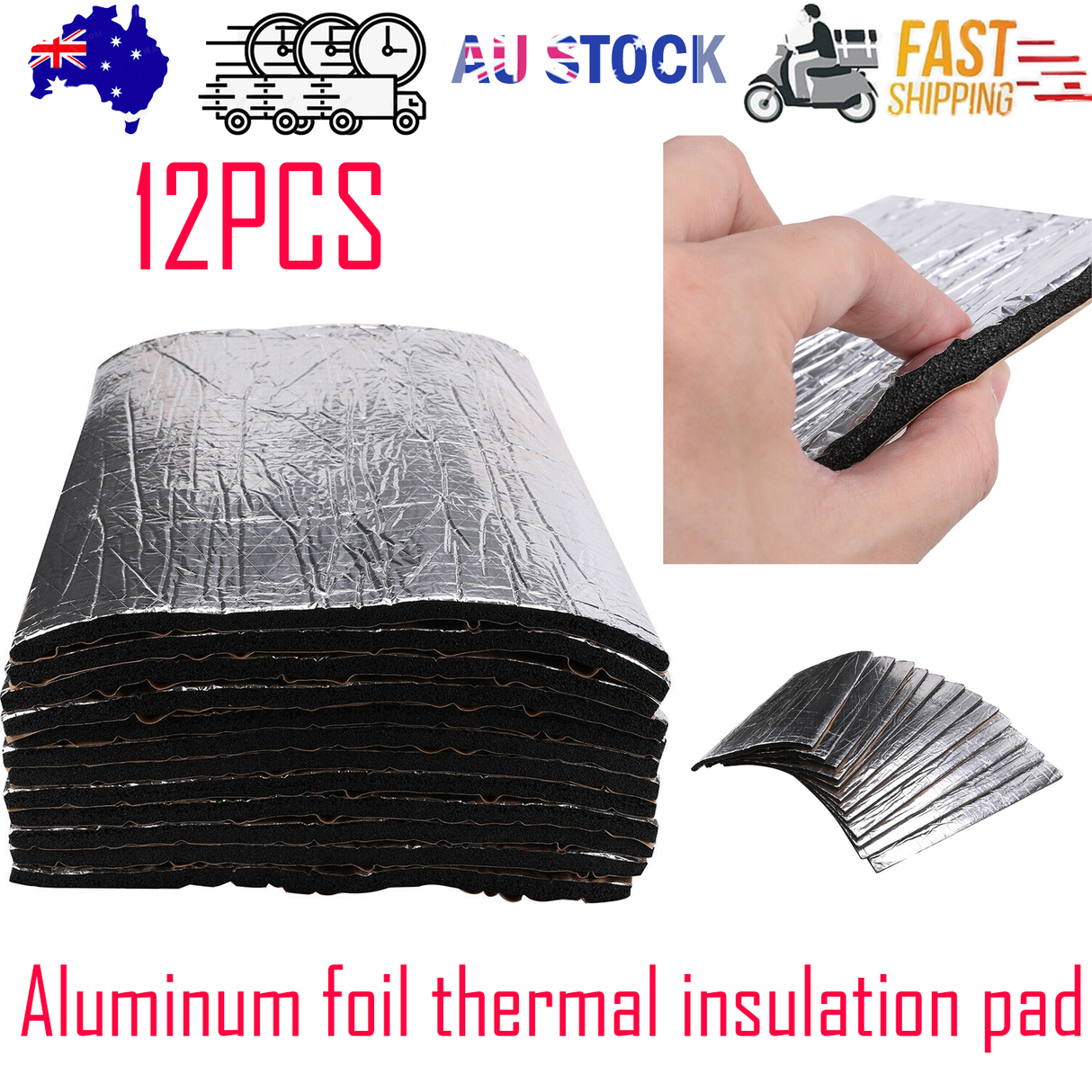 12PCS Car Engine Bay Bonnet Sound Deadener Noise Insulation Foam Proofing Heat