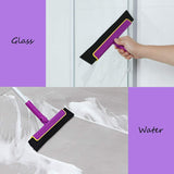 Purple Floor Squeegee WiperBroom Floor Tile Cleaning Household Extendable Handle - Front View