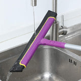 Purple Floor Squeegee WiperBroom Floor Tile Cleaning Household Extendable Handle - Top-Down View
