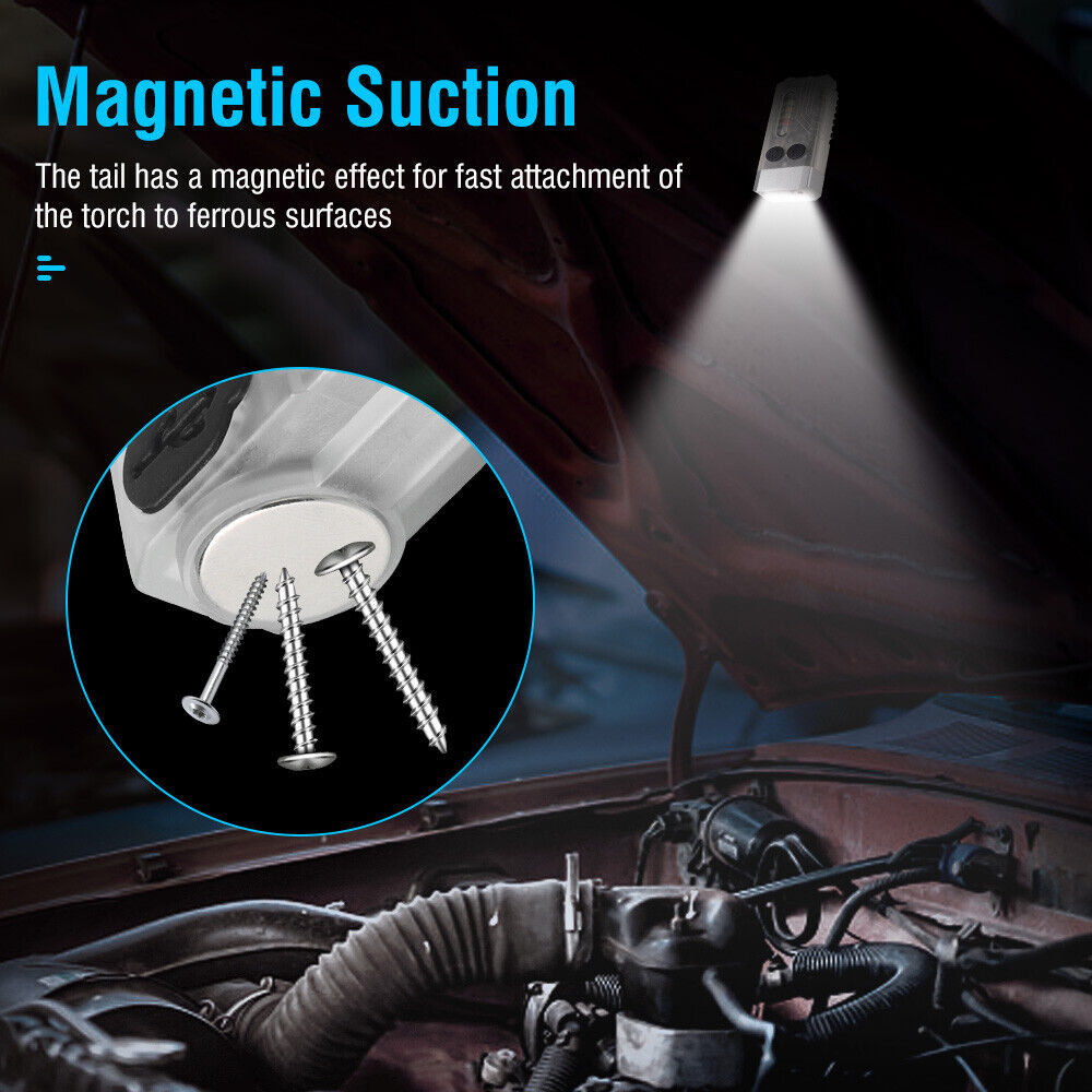 V10 LED Keychain EDC Flashlight USB Rechargeable Magnetic Torch Work Lamp